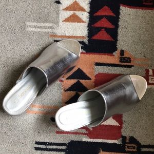 Metallic silver mules